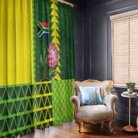 South Africa National Football Window Curtain King Protea with African Tribal Geometric Pattern Culture Art
