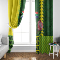 South Africa National Football Window Curtain King Protea with African Tribal Geometric Pattern Culture Art