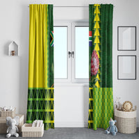 South Africa National Football Window Curtain King Protea with African Tribal Geometric Pattern Culture Art