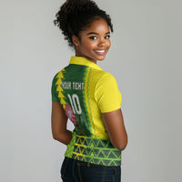 Custom South Africa National Football Women Polo Shirt King Protea with African Tribal Geometric Pattern Culture Art