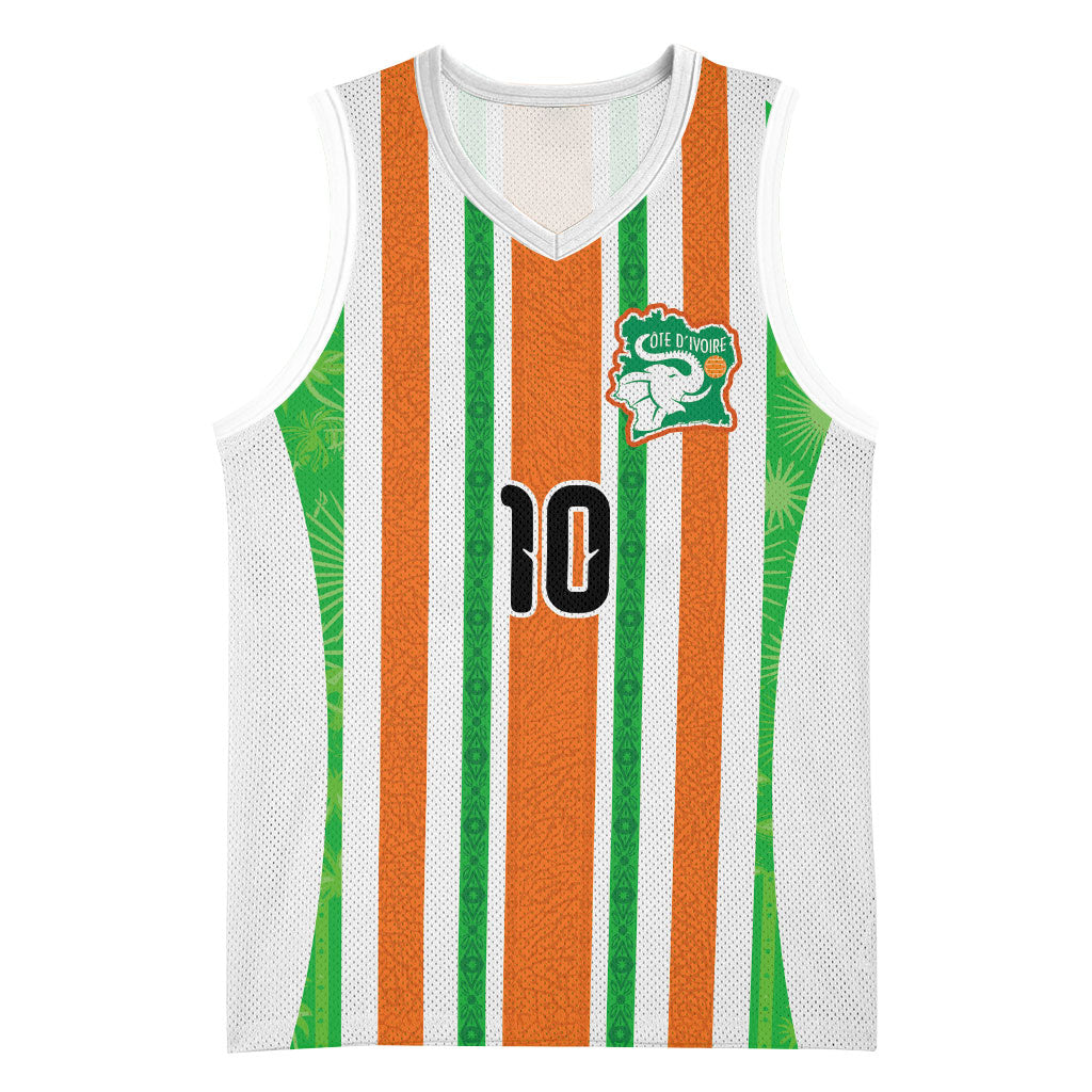 Custom Cote d'Ivoire Basketball Jersey The Elephants with African Pattern Stripes