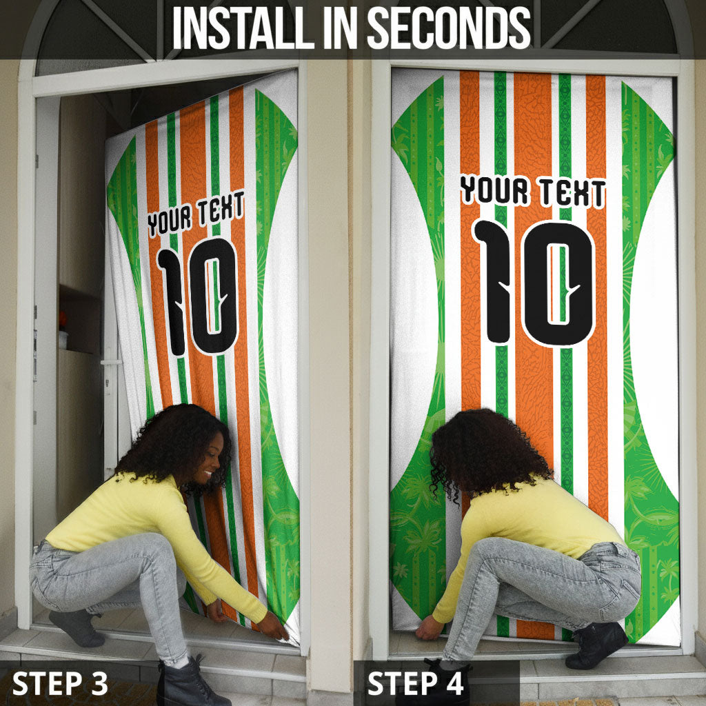 Custom Cote d'Ivoire Door Cover The Elephants with African Pattern Stripes