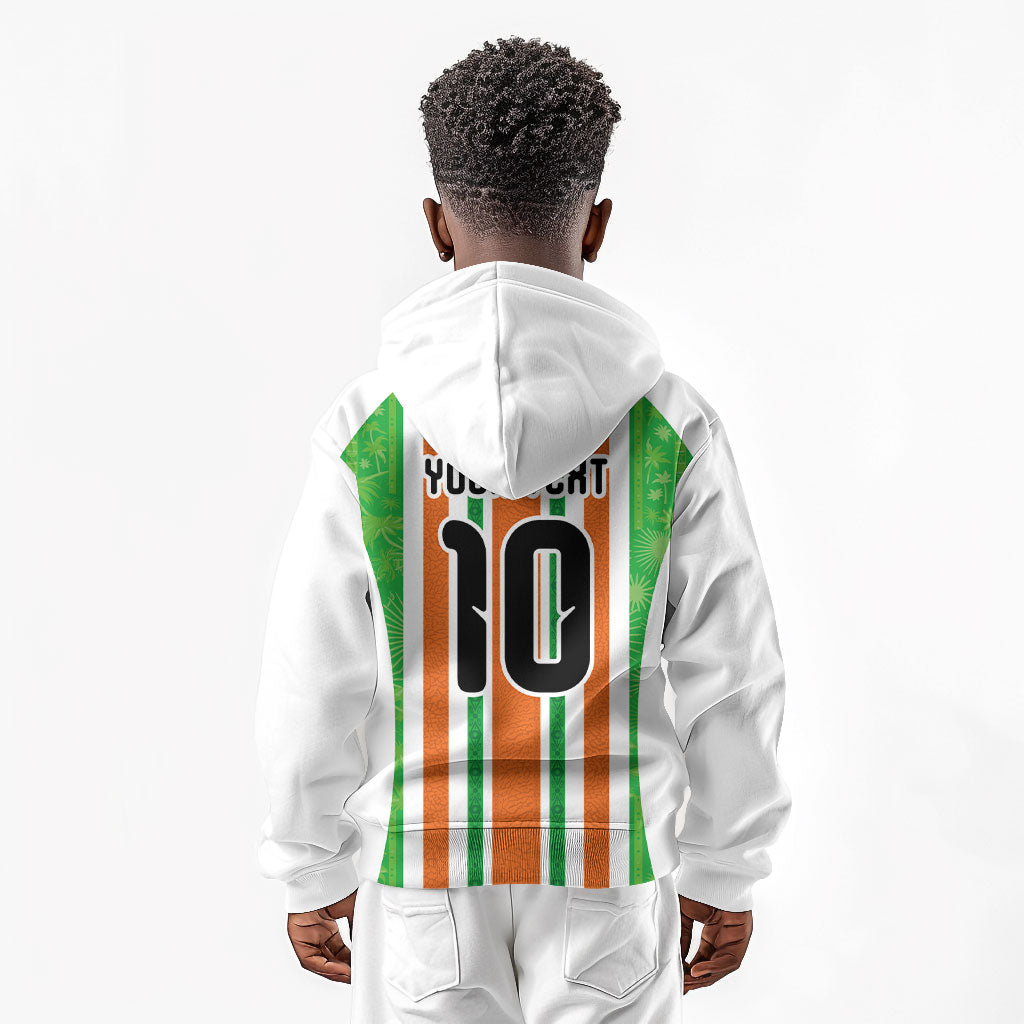 Custom Cote d'Ivoire Kid Hoodie The Elephants with African Pattern Stripes