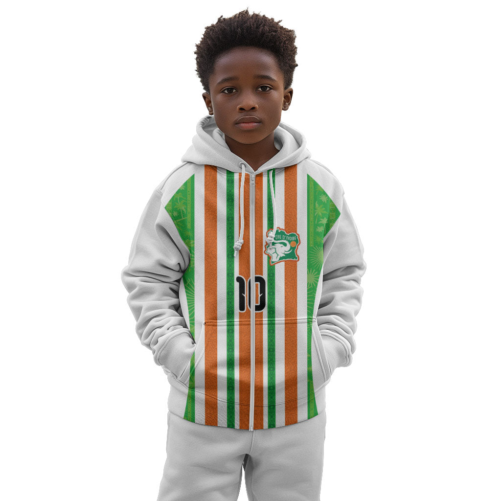 Custom Cote d'Ivoire Kid Hoodie The Elephants with African Pattern Stripes