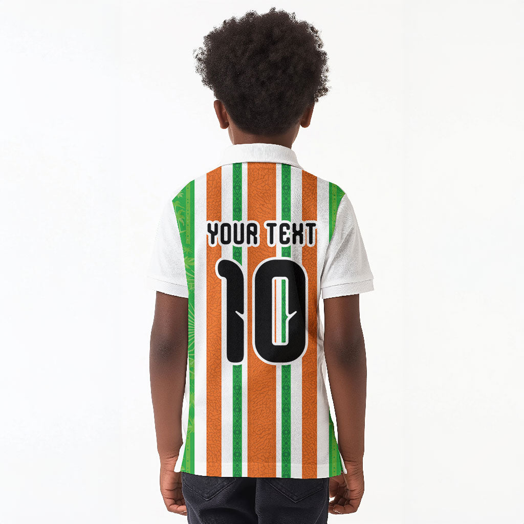 Custom Cote d'Ivoire Kid Polo Shirt The Elephants with African Pattern Stripes