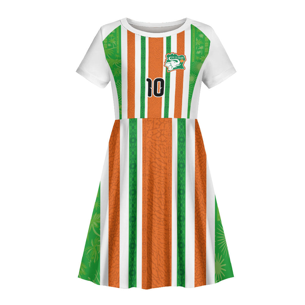 Custom Cote d'Ivoire Kid Short Sleeve Dress The Elephants with African Pattern Stripes