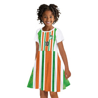 Custom Cote d'Ivoire Kid Short Sleeve Dress The Elephants with African Pattern Stripes