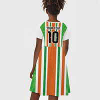 Custom Cote d'Ivoire Kid Short Sleeve Dress The Elephants with African Pattern Stripes