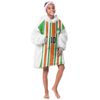 Custom Cote d'Ivoire Kid Wearable Blanket Hoodie The Elephants with African Pattern Stripes