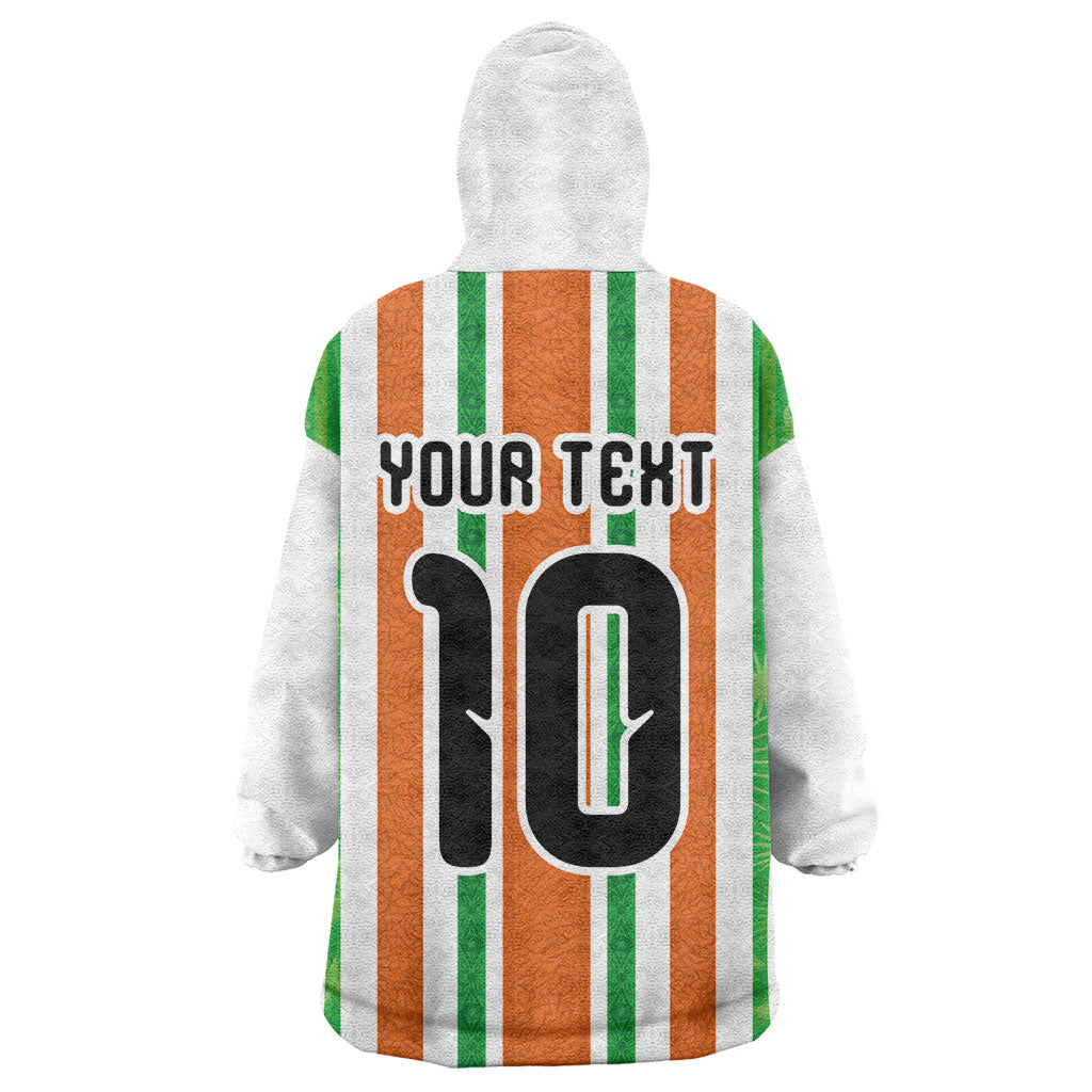 Custom Cote d'Ivoire Kid Wearable Blanket Hoodie The Elephants with African Pattern Stripes