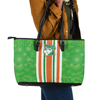 Cote d'Ivoire Leather Tote Bag The Elephants with African Pattern Stripes