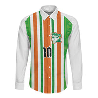 Custom Cote d'Ivoire Long Sleeve Button Shirt The Elephants with African Pattern Stripes