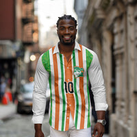 Custom Cote d'Ivoire Long Sleeve Button Shirt The Elephants with African Pattern Stripes