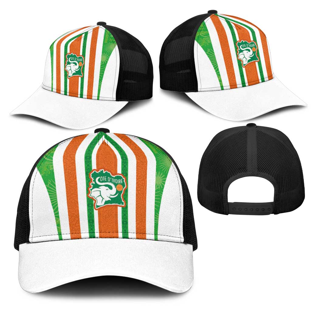 Côte d'Ivoire Mesh Trucker Cap The Elephants with African Pattern Stripes