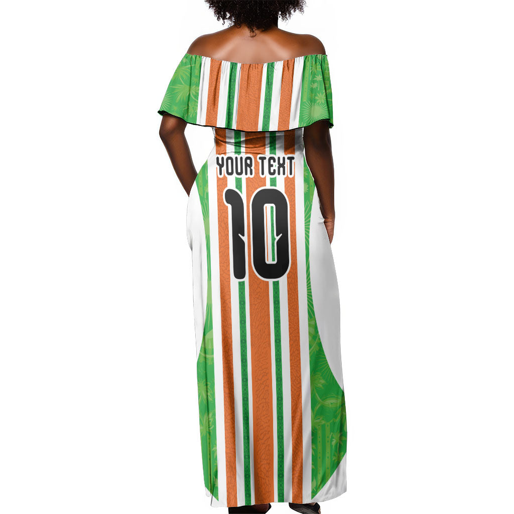 Custom Cote d'Ivoire Off Shoulder Maxi Dress The Elephants with African Pattern Stripes
