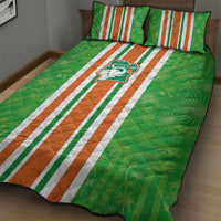 Cote d'Ivoire Quilt Bed Set The Elephants with African Pattern Stripes
