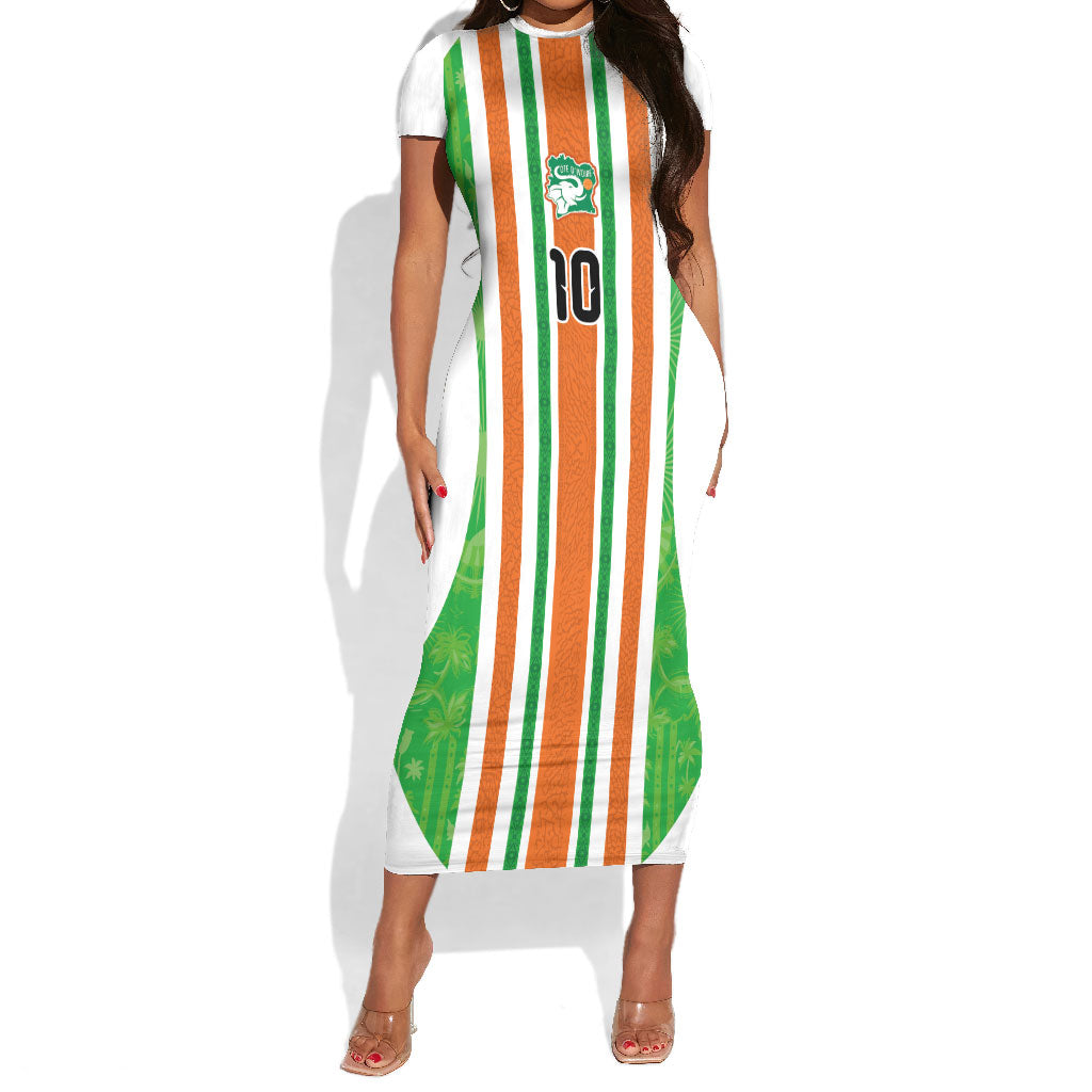 Custom Cote d'Ivoire Short Sleeve Bodycon Dress The Elephants with African Pattern Stripes