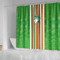 Cote d'Ivoire Shower Curtain The Elephants with African Pattern Stripes