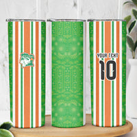 Custom Cote d'Ivoire Skinny Tumbler The Elephants with African Pattern Stripes