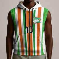Custom Cote d'Ivoire Sleeveless Zip Hoodie The Elephants with African Pattern Stripes