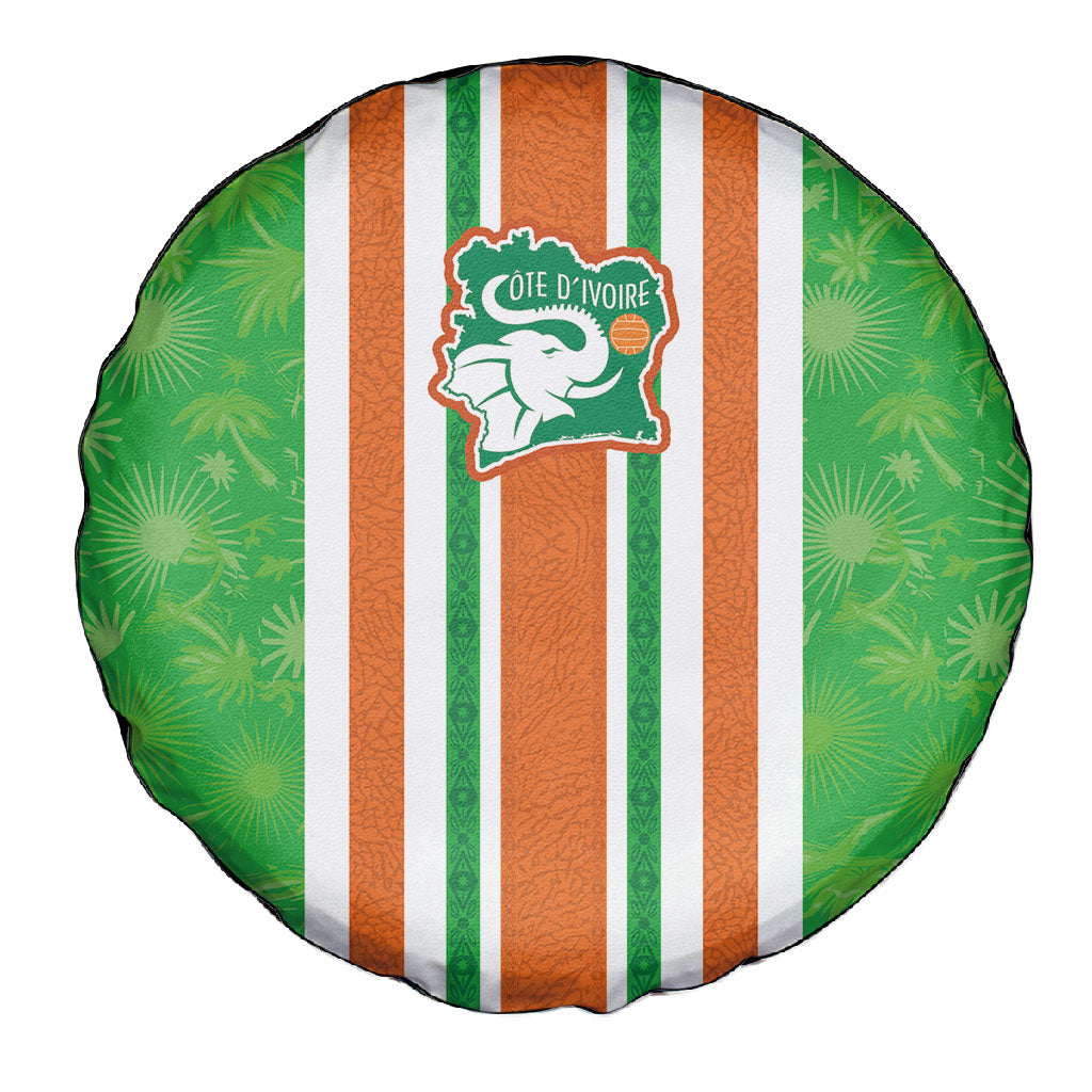 Cote d'Ivoire Spare Tire Cover The Elephants with African Pattern Stripes