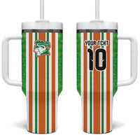 Custom Cote d'Ivoire Tumbler With Handle The Elephants with African Pattern Stripes