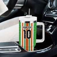 Custom Cote d'Ivoire Tumbler With Handle The Elephants with African Pattern Stripes