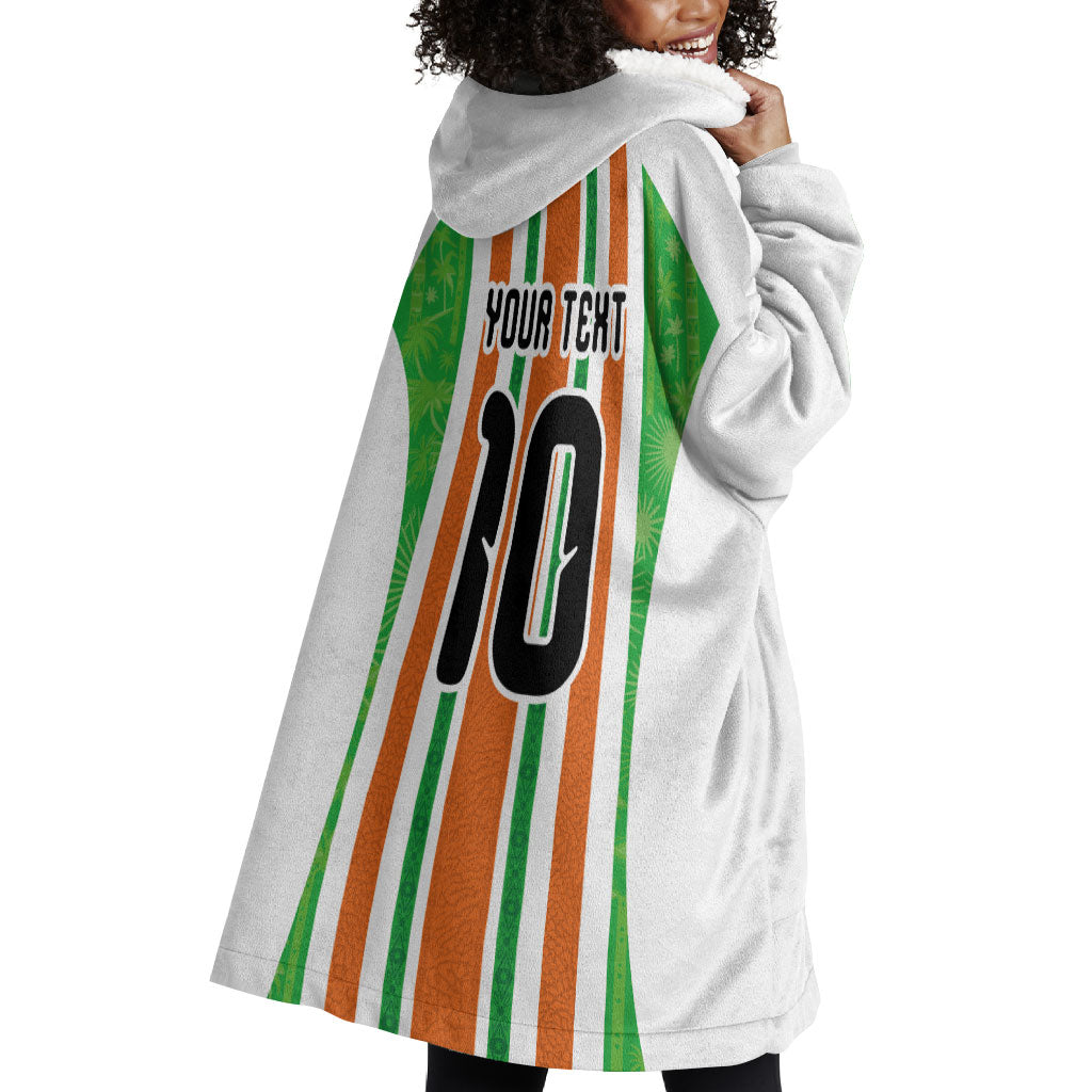 Custom Cote d'Ivoire Wearable Blanket Hoodie The Elephants with African Pattern Stripes