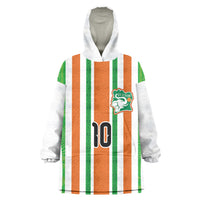 Custom Cote d'Ivoire Wearable Blanket Hoodie The Elephants with African Pattern Stripes