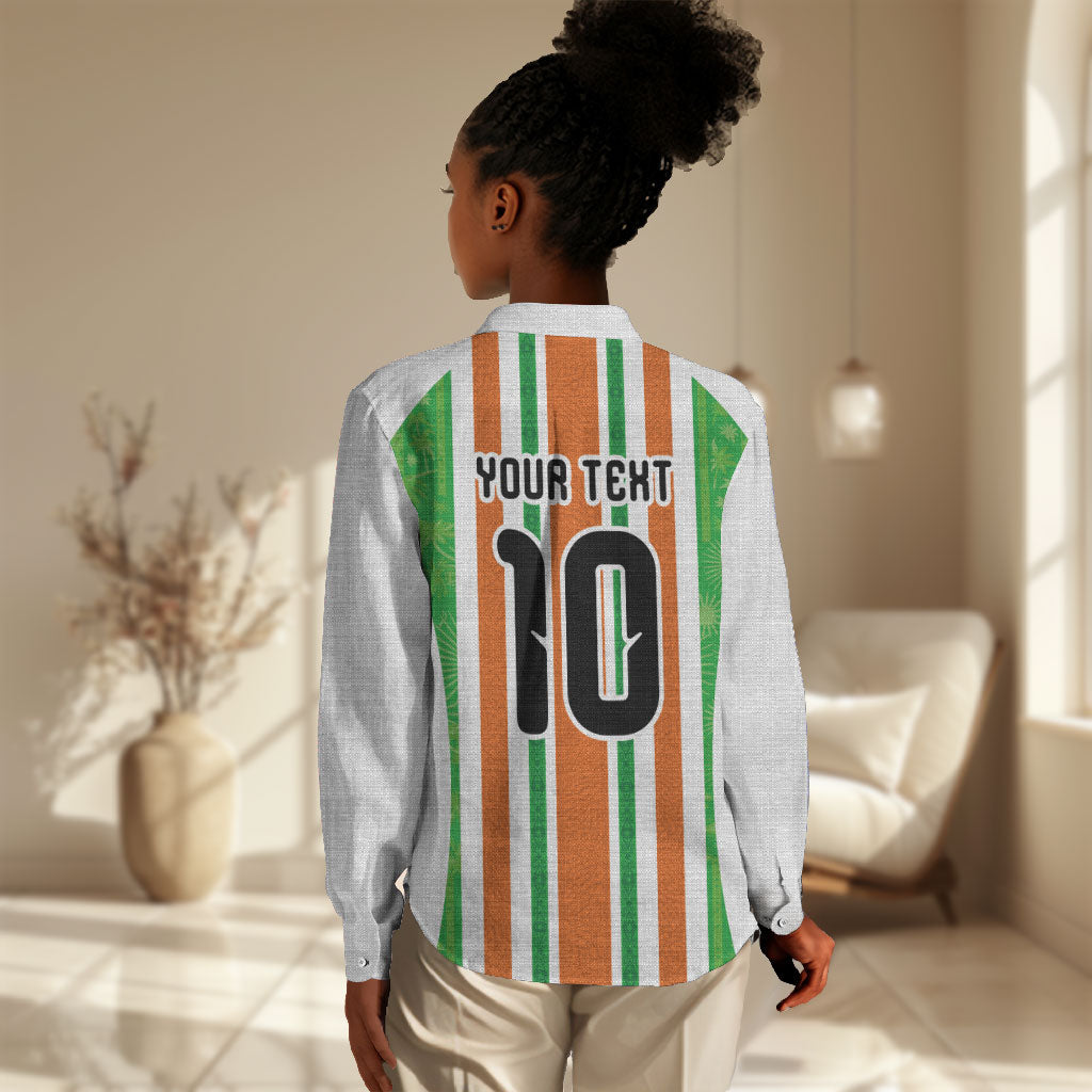 Custom Cote d'Ivoire Women Casual Shirt The Elephants with African Pattern Stripes