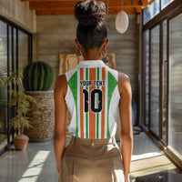 Custom Cote d'Ivoire Women Sleeveless Polo Shirt The Elephants with African Pattern Stripes