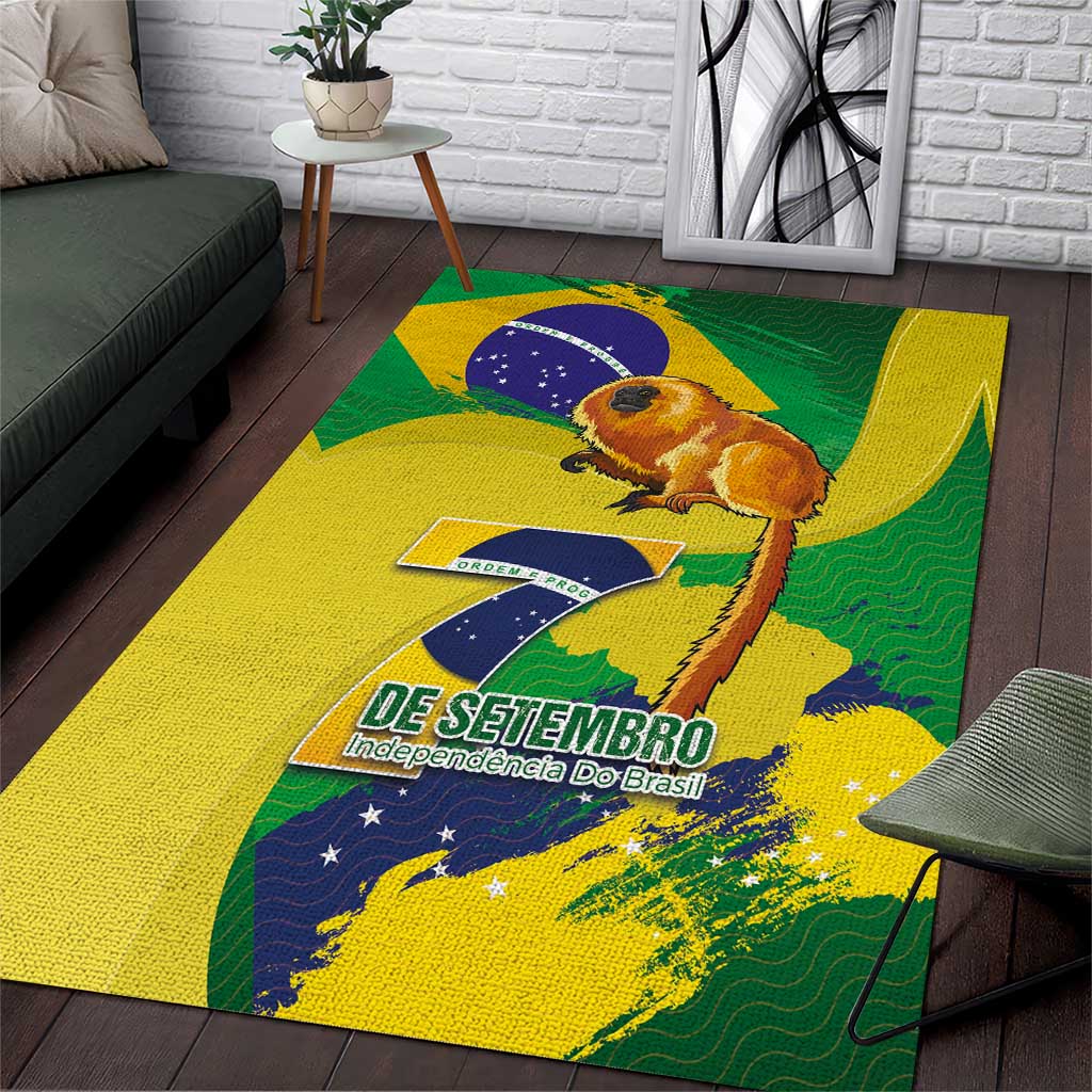Brazil Independence Day Area Rug Sete de Setembro and Golden Lion Tamarin - Wonder Print Shop