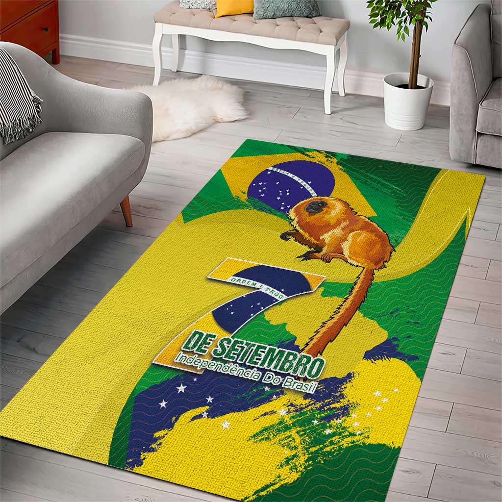 Brazil Independence Day Area Rug Sete de Setembro and Golden Lion Tamarin - Wonder Print Shop