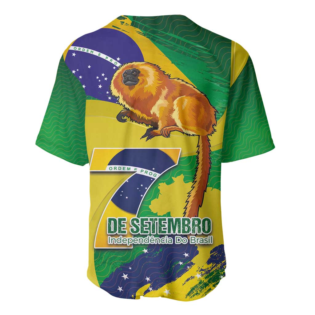 Brazil Independence Day Baseball Jersey Sete de Setembro and Golden Lion Tamarin - Wonder Print Shop