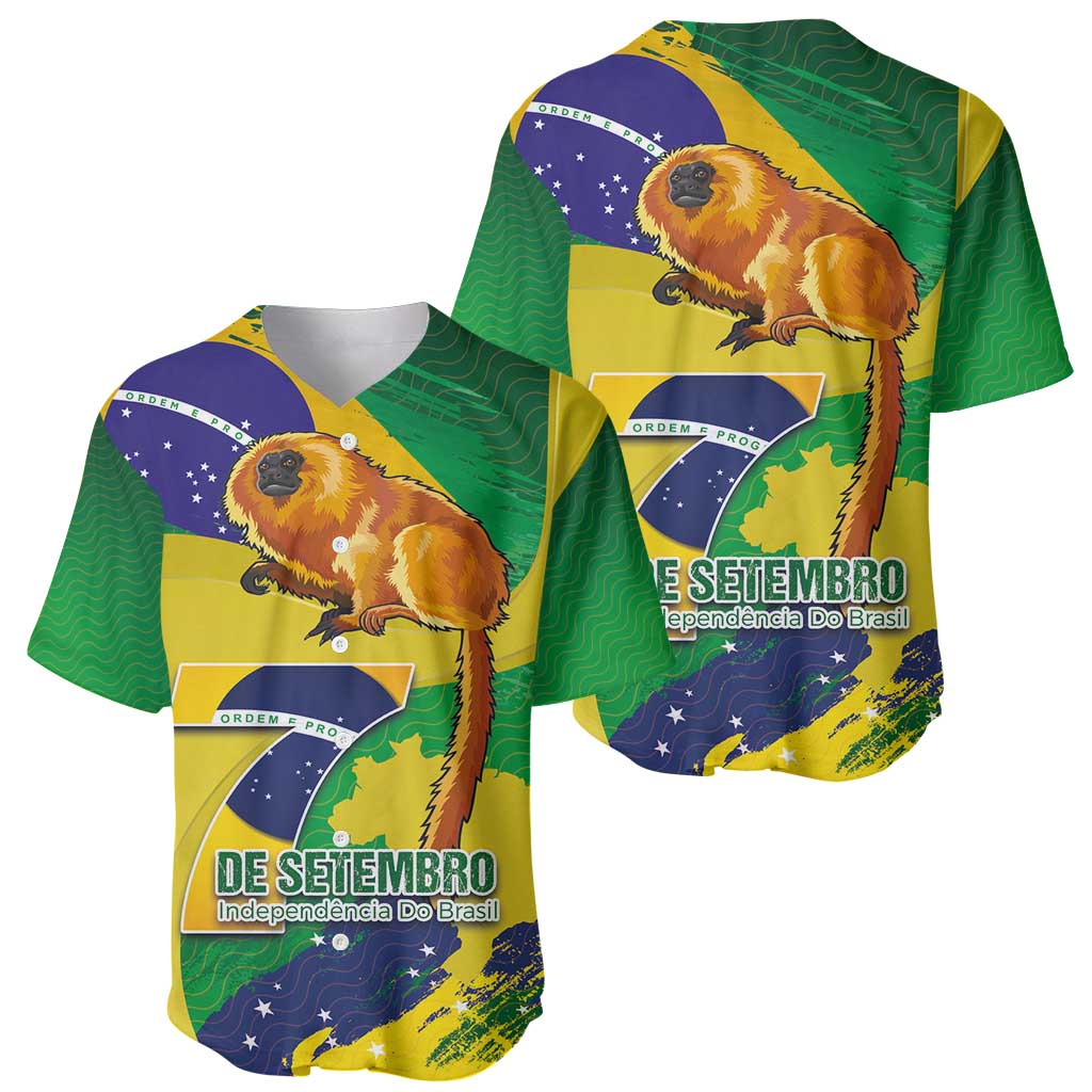 Brazil Independence Day Baseball Jersey Sete de Setembro and Golden Lion Tamarin - Wonder Print Shop