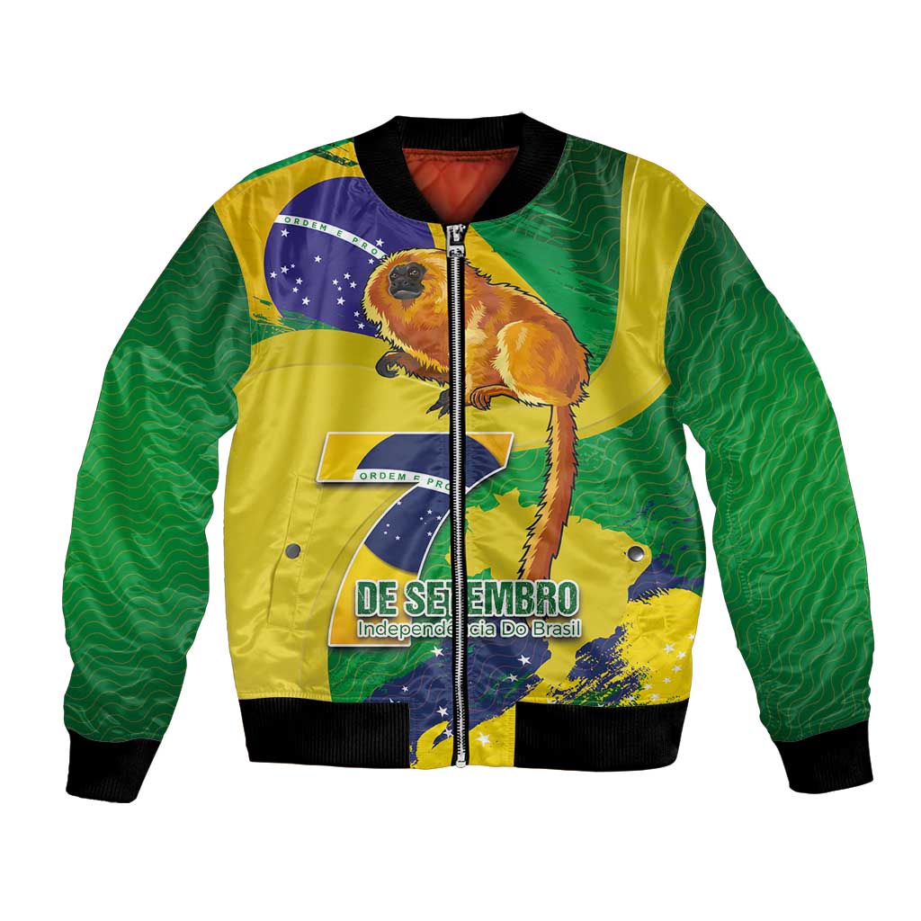Brazil Independence Day Bomber Jacket Sete de Setembro and Golden Lion Tamarin - Wonder Print Shop