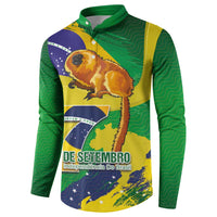 Brazil Independence Day Button Sweatshirt Sete de Setembro and Golden Lion Tamarin - Wonder Print Shop