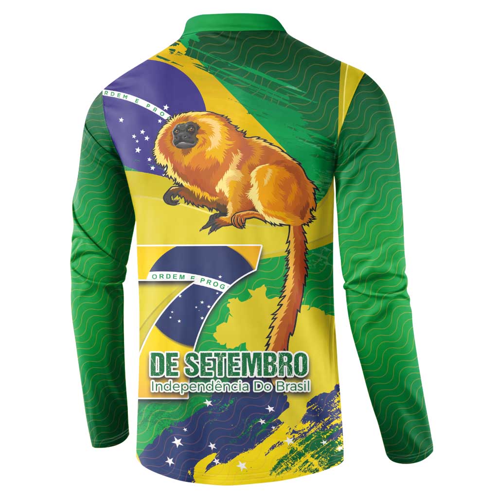 Brazil Independence Day Button Sweatshirt Sete de Setembro and Golden Lion Tamarin - Wonder Print Shop