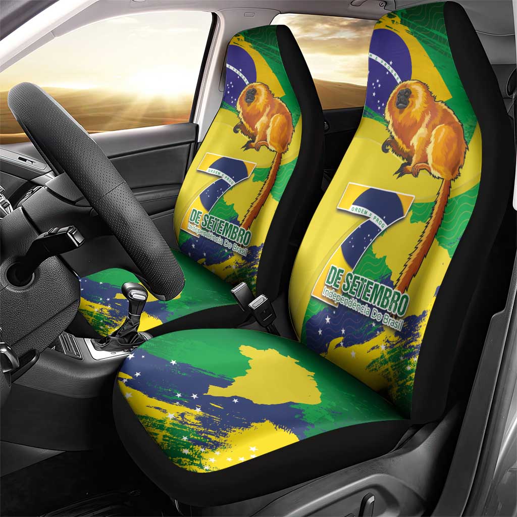 Brazil Independence Day Car Seat Cover Sete de Setembro and Golden Lion Tamarin - Wonder Print Shop