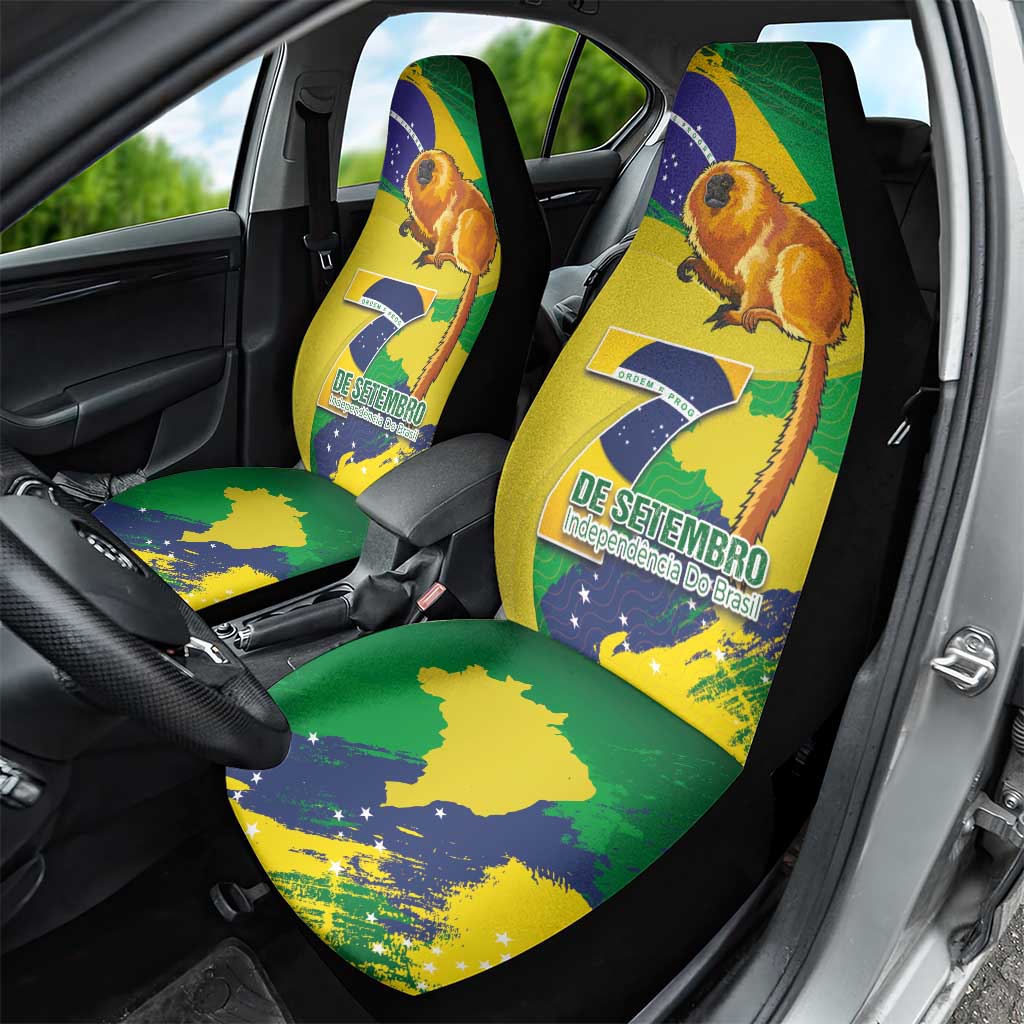 Brazil Independence Day Car Seat Cover Sete de Setembro and Golden Lion Tamarin - Wonder Print Shop