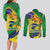 Brazil Independence Day Couples Matching Long Sleeve Bodycon Dress and Long Sleeve Button Shirt Sete de Setembro and Golden Lion Tamarin - Wonder Print Shop