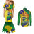 Brazil Independence Day Couples Matching Mermaid Dress and Long Sleeve Button Shirt Sete de Setembro and Golden Lion Tamarin