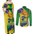 Brazil Independence Day Couples Matching Off Shoulder Maxi Dress and Long Sleeve Button Shirt Sete de Setembro and Golden Lion Tamarin - Wonder Print Shop