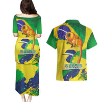 Brazil Independence Day Couples Matching Puletasi and Hawaiian Shirt Sete de Setembro and Golden Lion Tamarin - Wonder Print Shop