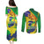 Brazil Independence Day Couples Matching Puletasi and Long Sleeve Button Shirt Sete de Setembro and Golden Lion Tamarin - Wonder Print Shop