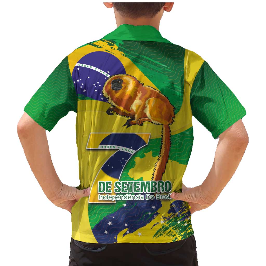 Brazil Independence Day Family Matching Mermaid Dress and Hawaiian Shirt Sete de Setembro and Golden Lion Tamarin - Wonder Print Shop