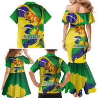 Brazil Independence Day Family Matching Mermaid Dress and Hawaiian Shirt Sete de Setembro and Golden Lion Tamarin - Wonder Print Shop