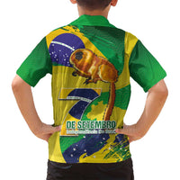 Brazil Independence Day Family Matching Off Shoulder Maxi Dress and Hawaiian Shirt Sete de Setembro and Golden Lion Tamarin - Wonder Print Shop