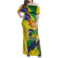 Brazil Independence Day Family Matching Off Shoulder Maxi Dress and Hawaiian Shirt Sete de Setembro and Golden Lion Tamarin - Wonder Print Shop