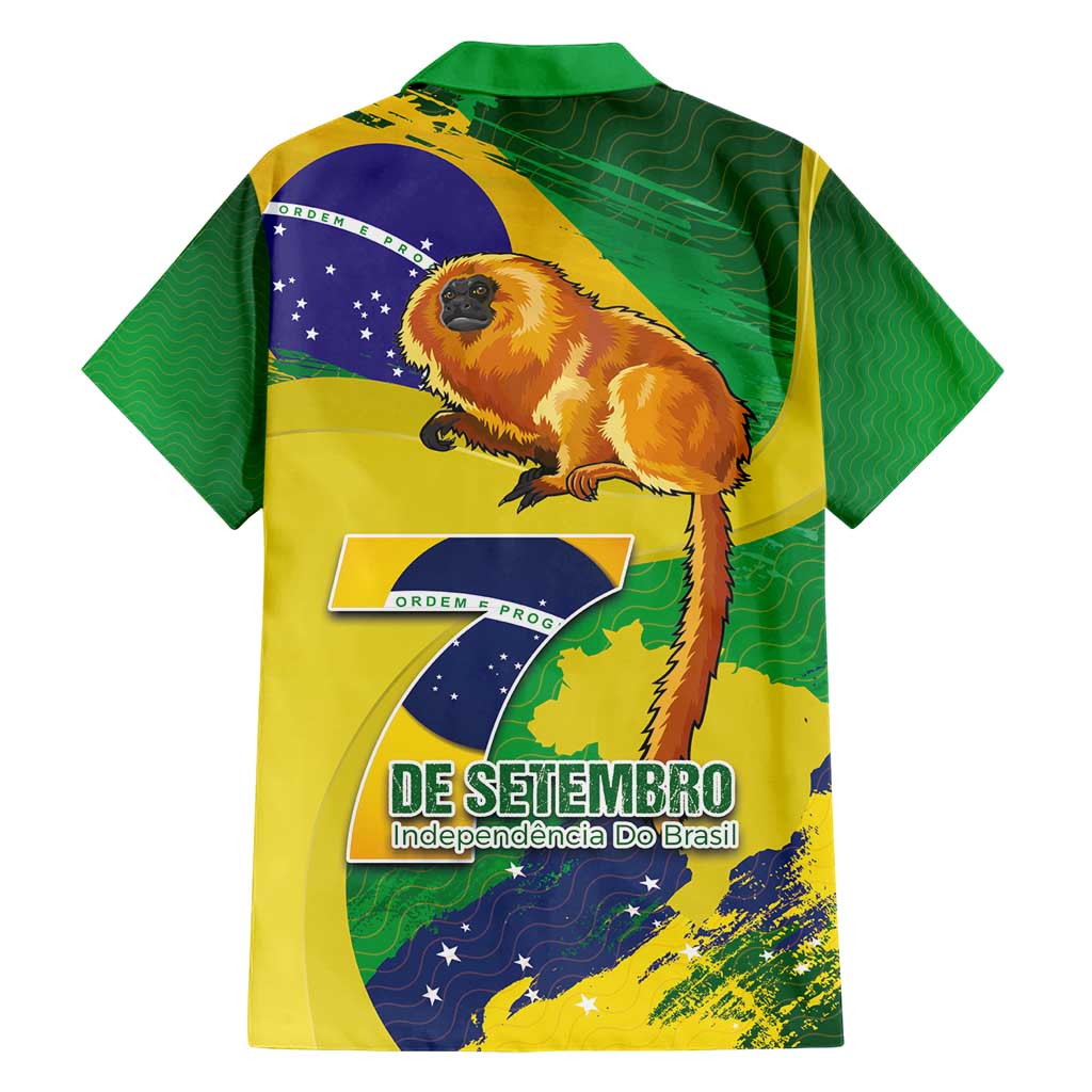 Brazil Independence Day Family Matching Short Sleeve Bodycon Dress and Hawaiian Shirt Sete de Setembro and Golden Lion Tamarin - Wonder Print Shop